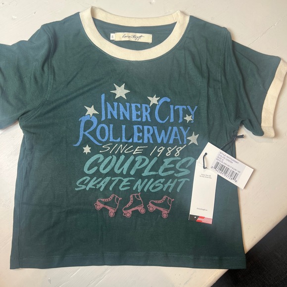 Honor The Gift Women's S Green Graphic T-Shirt Rayon Stretch Retro Streetcore - Picture 4 of 8